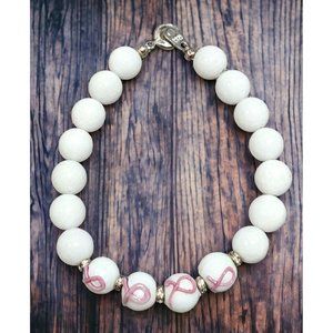 Breast Cancer Awareness Glass Beaded Bracelet